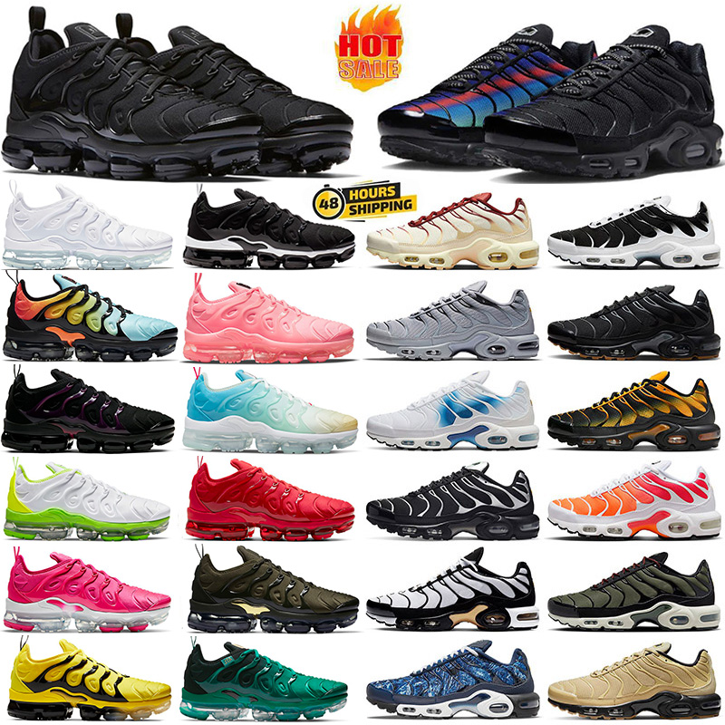 TN Plus Men Running Shoes sneakers Vibes Yolk Fresh Black Royal Blue Atlanta Light Bone Metallic Gold Hyper Violet Lemon Lime women sports outdoor trainers 36-47