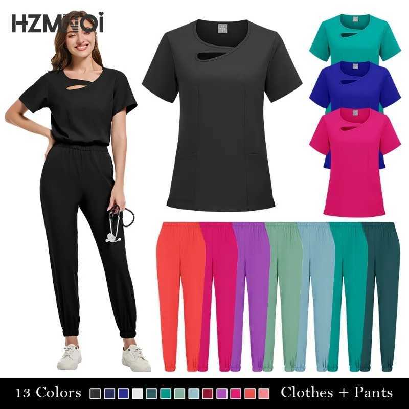 HZMNOI Surgical Uniforms Woman Scrub Set Medical Nurse Beauty Sn Workwear Clinical Scrubs Top Pants Spa Doctor Nursing Suit X250410