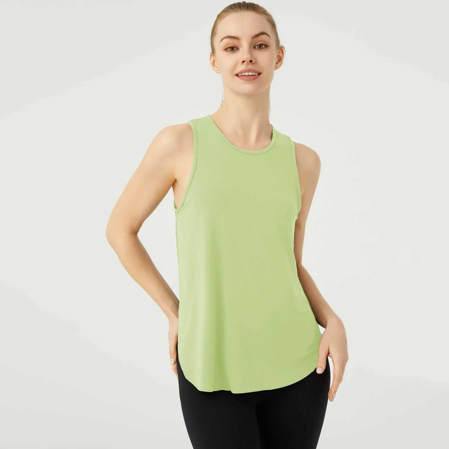 Hot summer sleeveless yoga T-shirt womens loose fitness running vest breathable quick drying fitness vest womens sportswearW250411