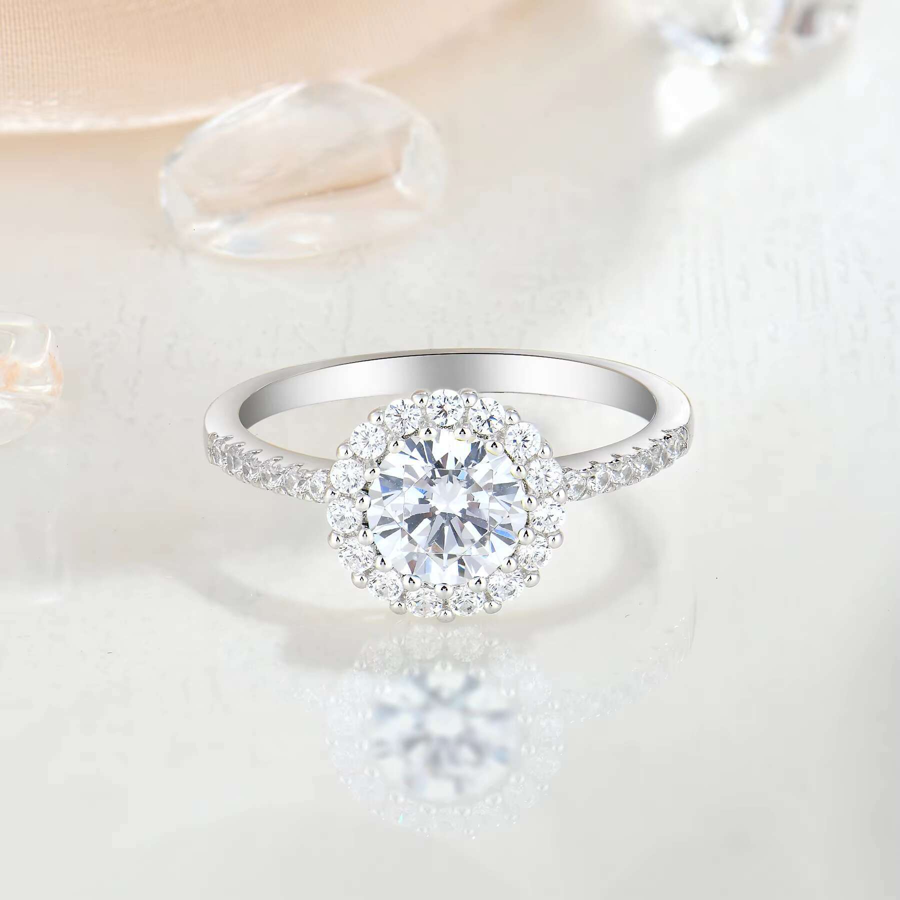 Engagement Bridal Wedding Rings Fine Jewelry VVS Moissanite Diamond Ring 925 Sterling Silver for Women High Quality CLASSIC ROHS