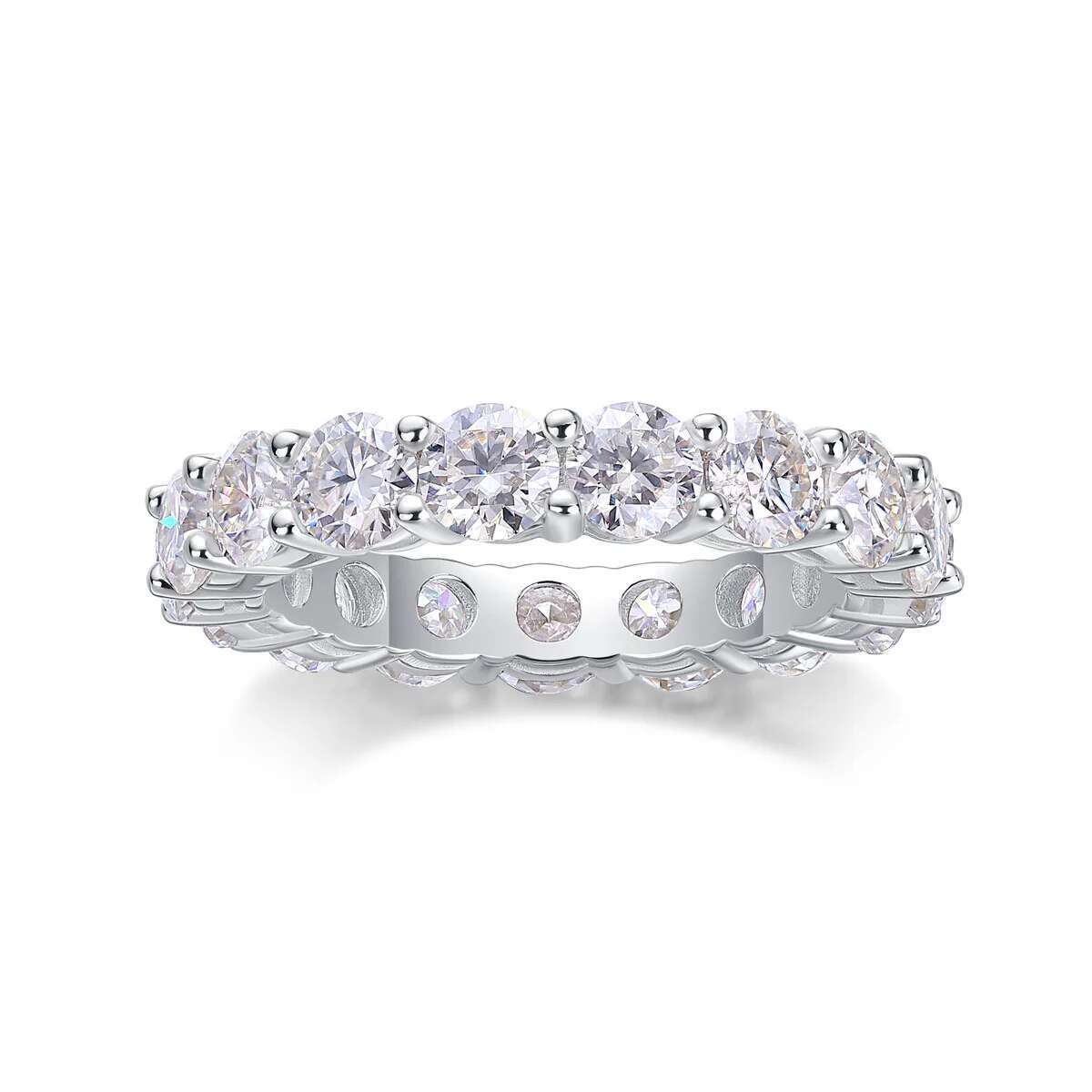 925 Sterling Silver 4mm D Color Moissanite Eternity Ring Wedding Band for Women Fine Jewelry White Gold Engagement Rings Gift