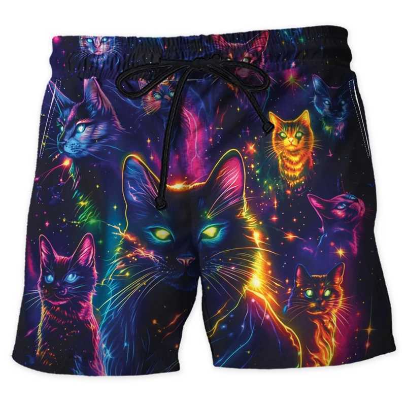 Trendy neon animal graphic beach shorts for men fashionable summer streetwear 3D printed shorts cool oversized swim trunksW250410