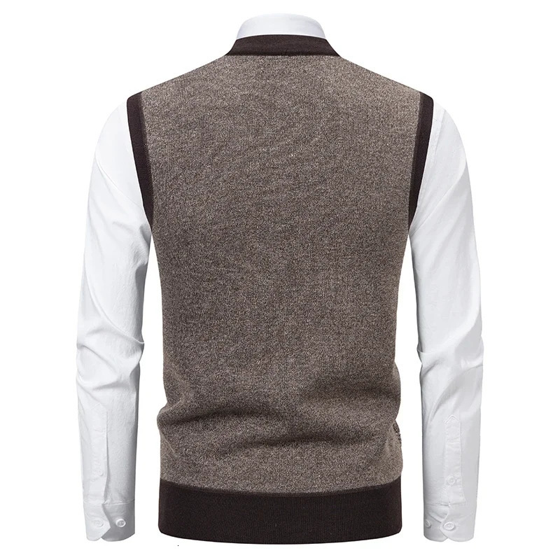 2025 Mens Vneck Knitted Sweater Warm Autumn Winter Diamond Grid Twisted Flower Casual Fashion Versatile Knit Top 251104