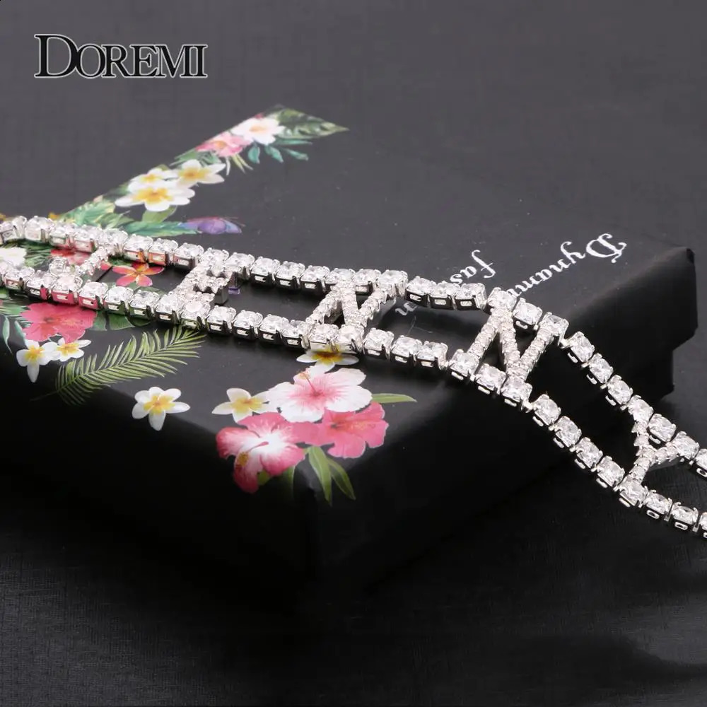Doremi 9mm 3A Zircon Customized Name Necklace with 2 Rows 3mm Tennis Chains Personalized Name Number Suffocating Female Ice Out Name Chain 250409