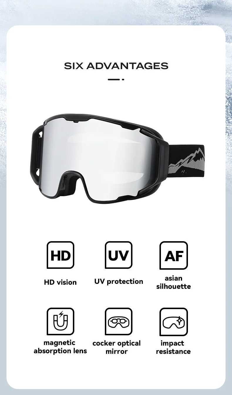 JSJM New Ski Goggles Men Women Double Layer Anti-Fog Big Ski Glasses Winter Outdoor Windproof Protection Ski Goggles Snowboard K251110
