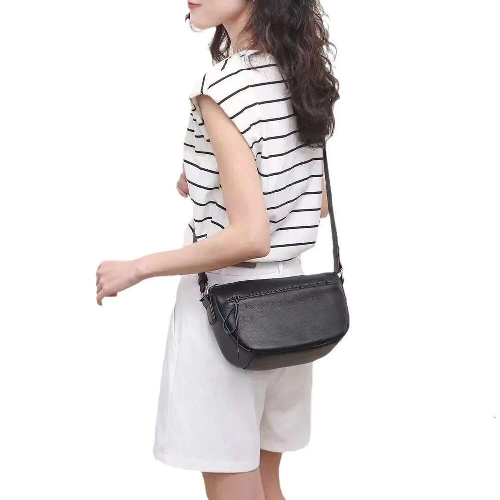 First Layer Cowhide Cow Leather Women's Fashionable Single Shoulder Crossbody Bag Ladies' Solid Color High Quality Handbag