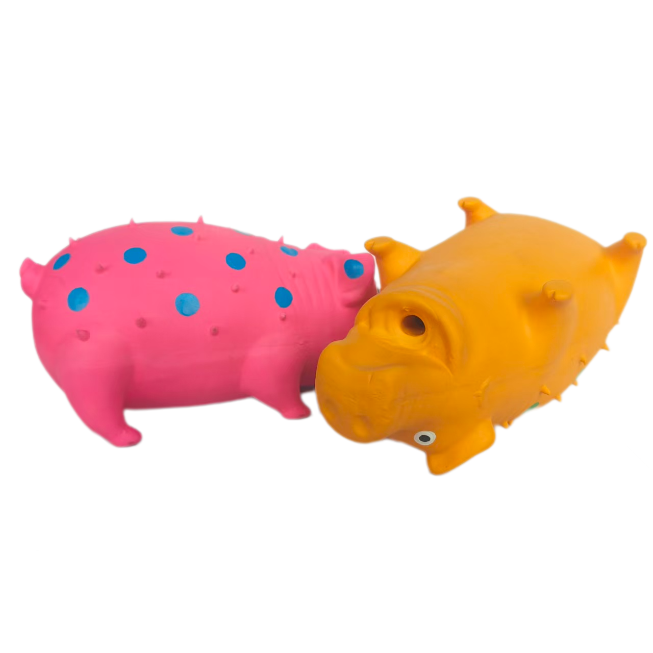 Squeaky Rubber Chewy Dog Toy Soft Natural Latex Interactive 21cm Grunting Oinks Spike Dog Toys with Bright Colors for Giant Large Dogs Surprised 2pcs/