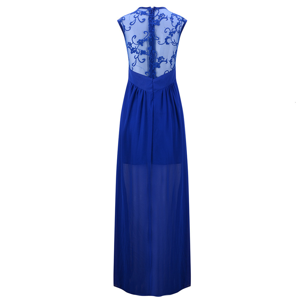 Evening gown 2025 slim fit light blue lace chiffon back zipper sexy long dress 10 colors