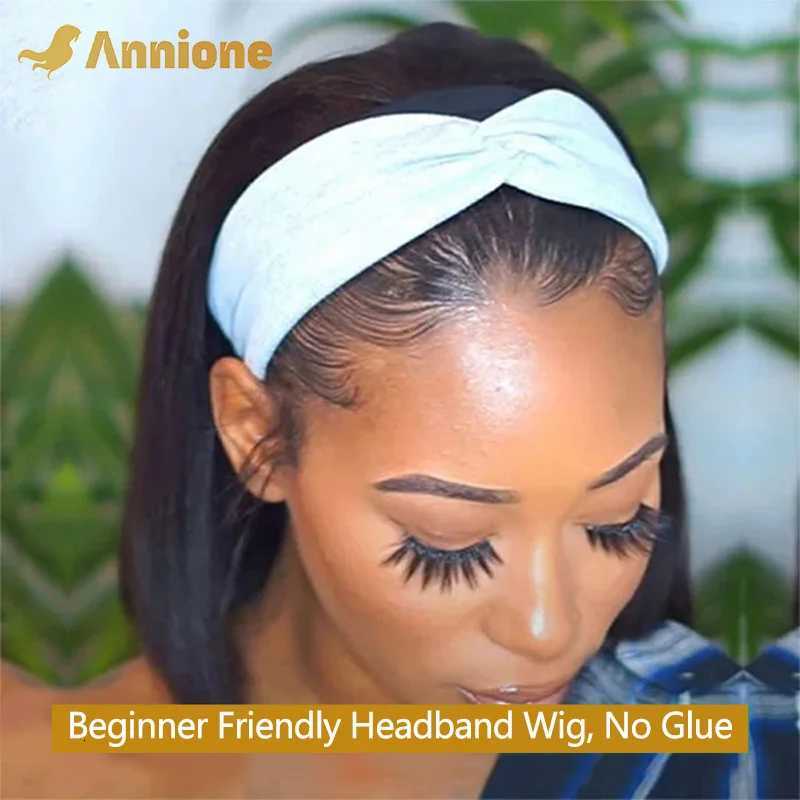 Headband Wigs Human Hair Straight Short Bob Glueless Wigs Human Hair Black Headband Wigs Easy Put On And Go Bob Wig Human HairT251111