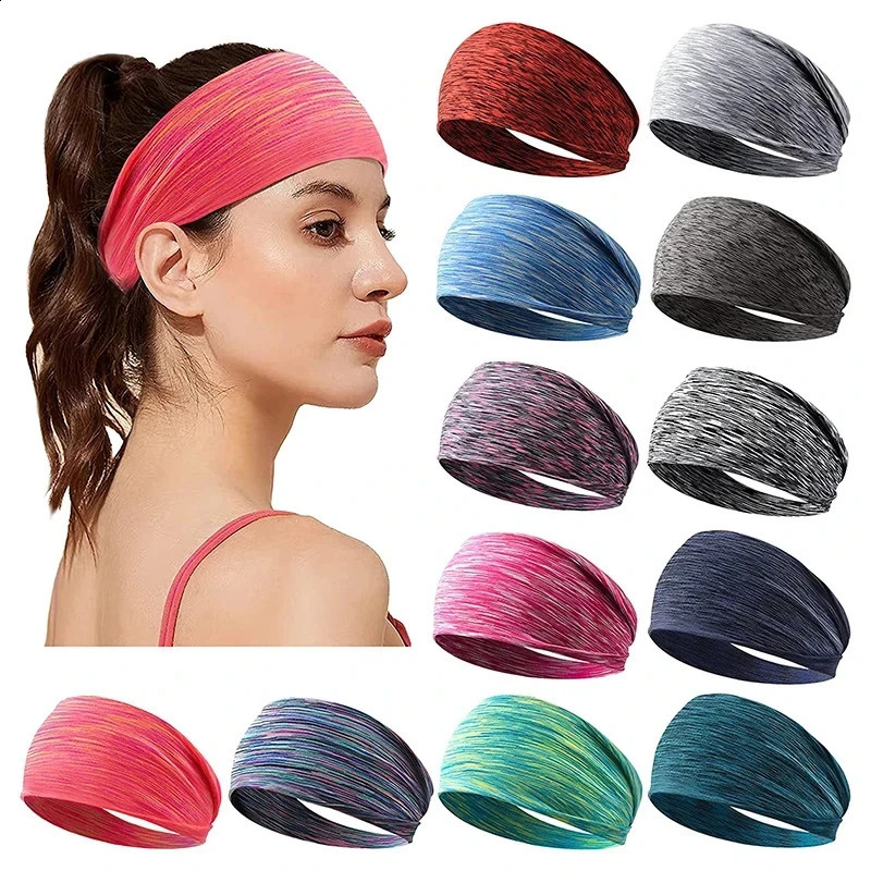 6pcs Sweatband for Men Women Elastic Sport Hairbands Head Band Yoga Headbands Headwear Headwrap Sports Workout Hair Accessories 250410