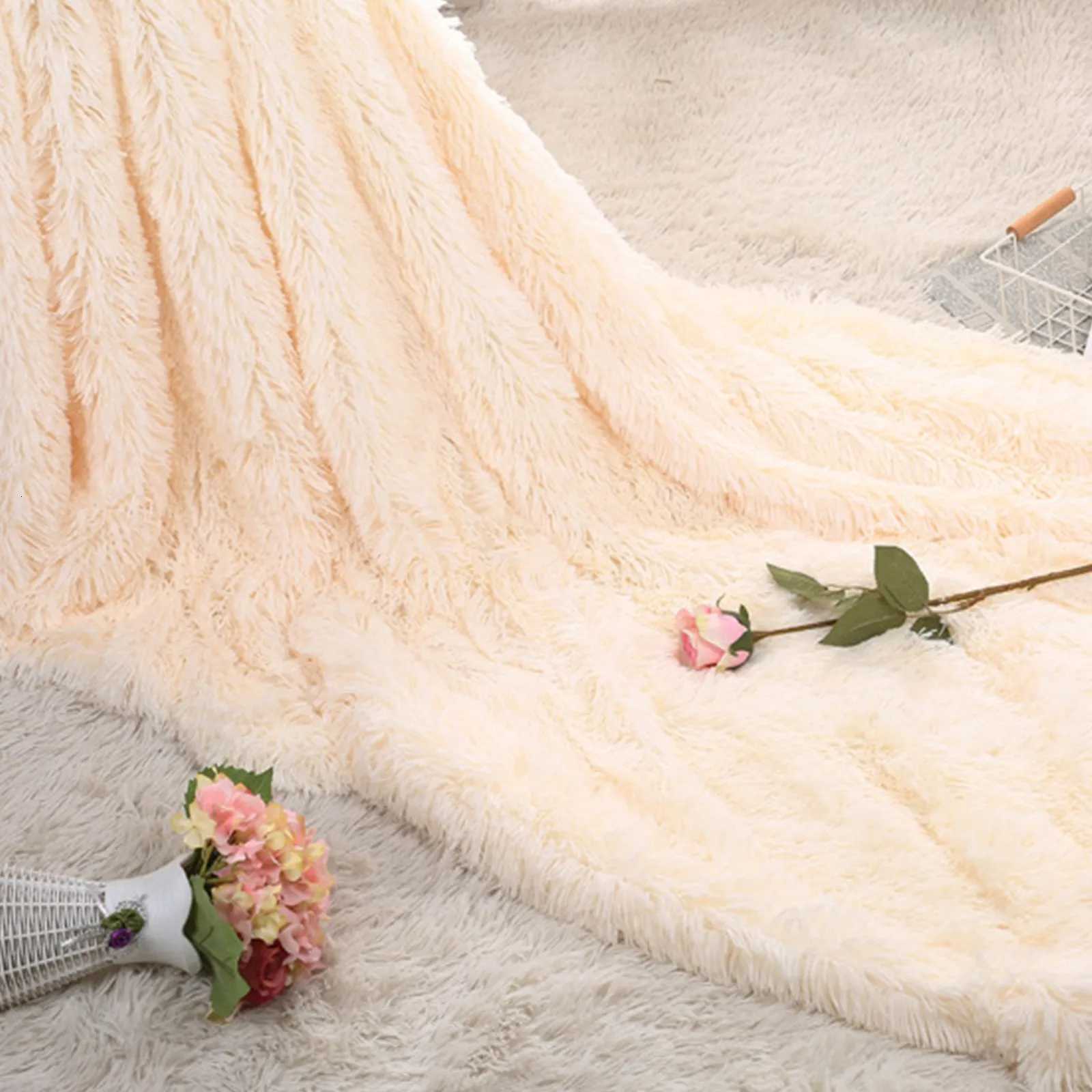 Large Flannel Throw Blanket Long Shaggy Plush Blanket For Couch Sofa Bed Winter Warm Soft Fluffy Faux Fur Bedspread Multi Colors C251111