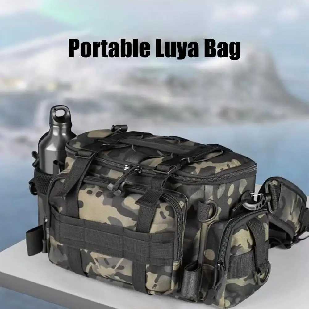 Fishing Shoulder Bag Oxford Waterproof Lure Rod Line Reel Holder Fishing Tackle Backpack Lure Box Fishing Gear Organizer Bag Z250411