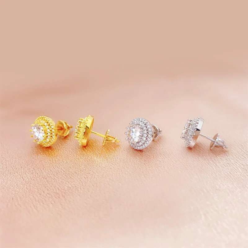 2ct D Color Moissanite Diamond Halo Earrings Screwback 925 Sterling Silver Full Moissanite Stud Earrings Hiphop Jewelry Gift