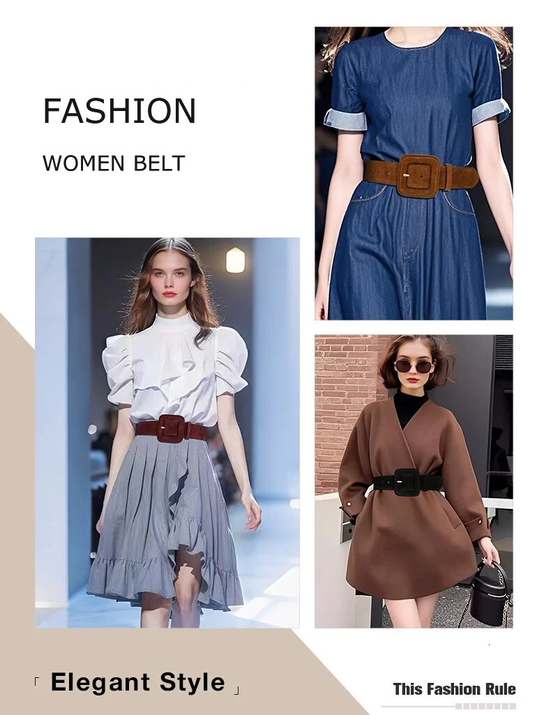 Fashion Womens Suede Belt Wide High Waist Belt Vintage Chunky Buckle Leather Belts Decoration for Dress Coats 251110