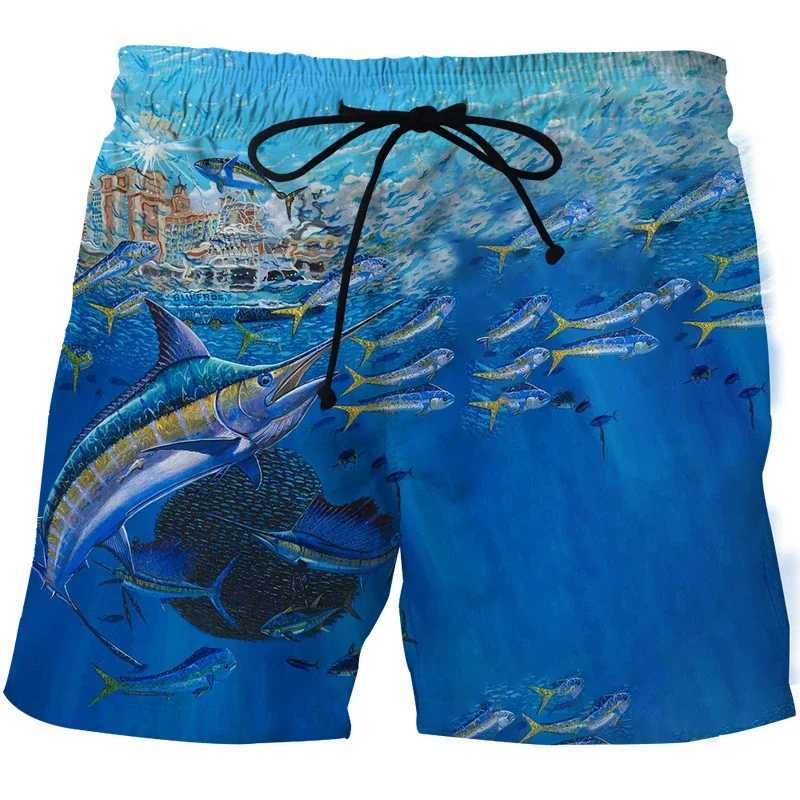 3D Landscape Fish Summer Pants Sports Beach Pants Animation Printing Comfortable Leisure Quick drying Mens Surfing Pants Fitness 2025W250410