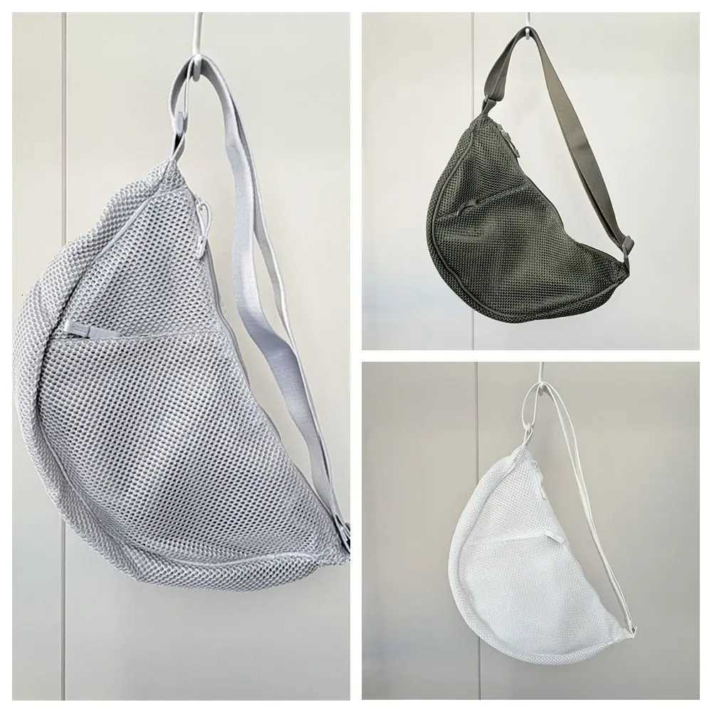 Casual Korean Style Nylon Mesh Crossbody Bag Handbag Adjustable Dumpling Bag Fashionable Solid Color Shoulder Bag StudentT251110
