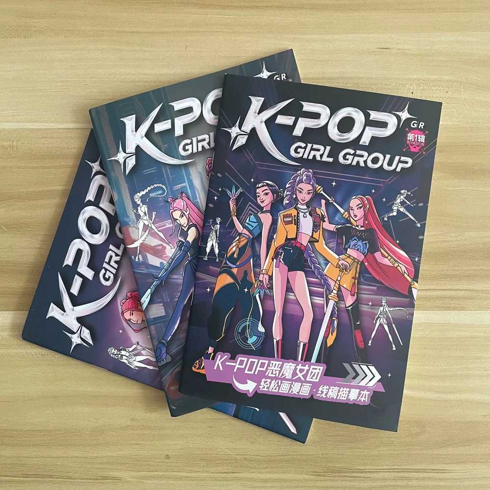 KPop Demon Hunter Sketch Copy Album Coloring Books Anime Tracing Kids Drawings DIY Color Filling Graffiti Toys Book Girl Gift Z251111