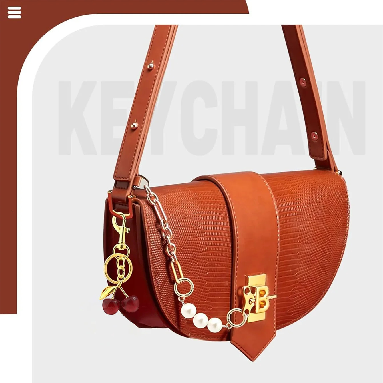 3 PCS Bag Charms Pearl Cherry Keychains Replacement Extension Chain for Crossbody Bags Handbag Straps 251110