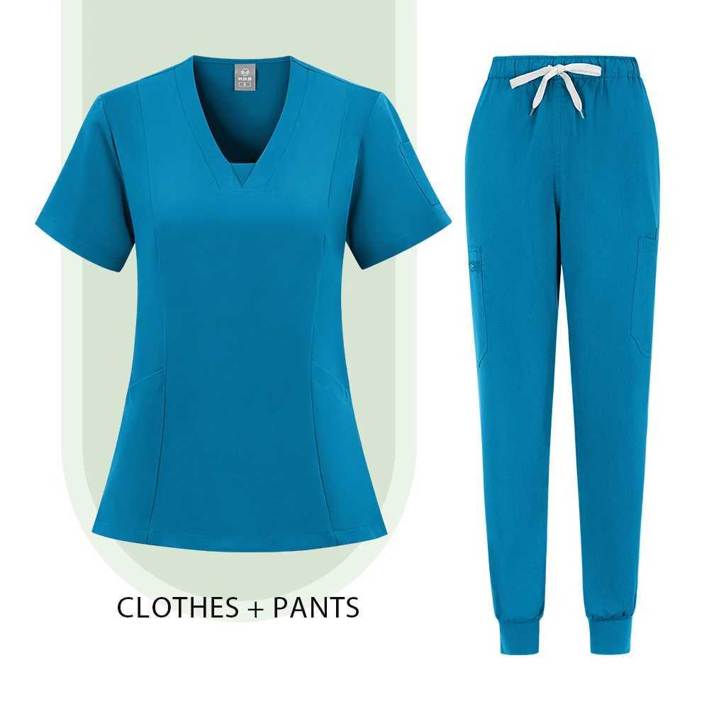 High Quty Pharmacist Work Suits Men Health Check Doctor Working Clothes Hospital Scrubs Uniforms Men Surgical Nurse Top+Pants X250410