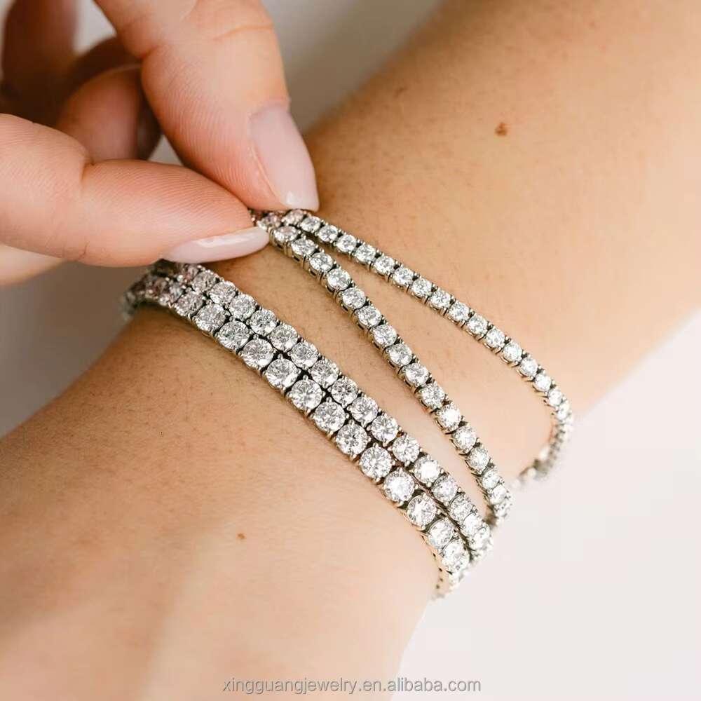 Wholesale Price 2mm~6.5mm Wide 18K Gold S925 Silver Tennis Chain VVS Moissanite Diamond Tennis Bracelets