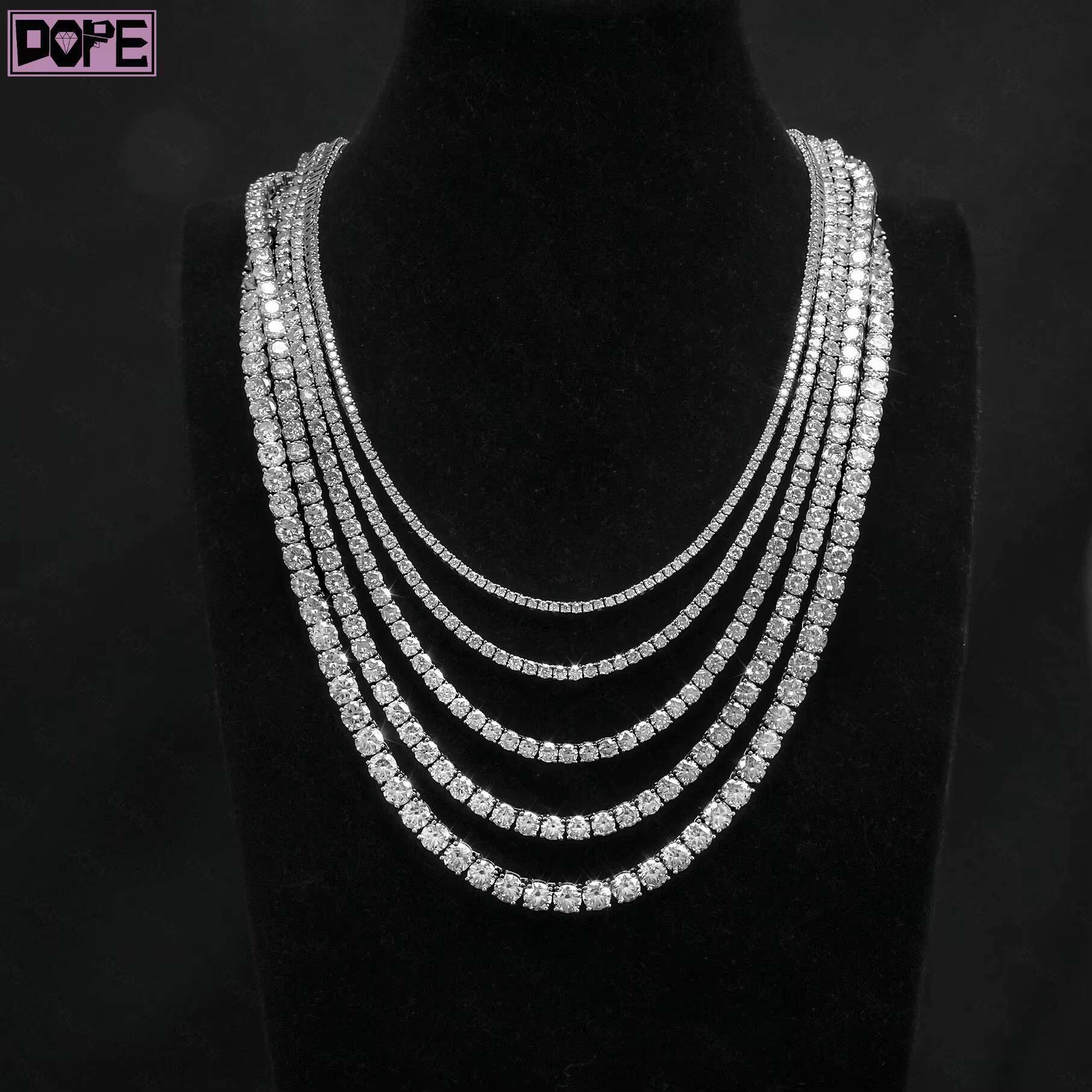 Elegant 2mm 3mm Tennis Chain 925 Silver VVS Iced Out Lab Grown Diamond IGI Lab Diamond Tennis Chain