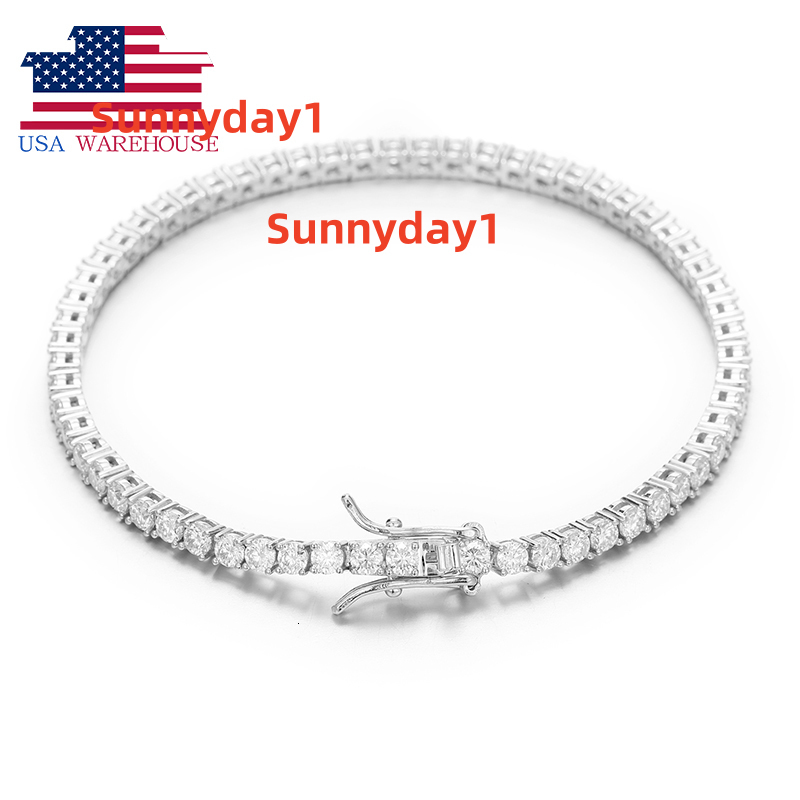 USA Warehouse 3mm VVS Moissanite Tennis Bracelet Hot Sale Womens Jewelry 925 Sterling Silver Diamond Tennis Bracelet