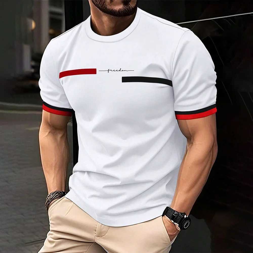 Fashionable summer 3D striped letter printed mens T-shirt hip-hop trend Harajuku streetwear casual O-neck oversized mens top M250411