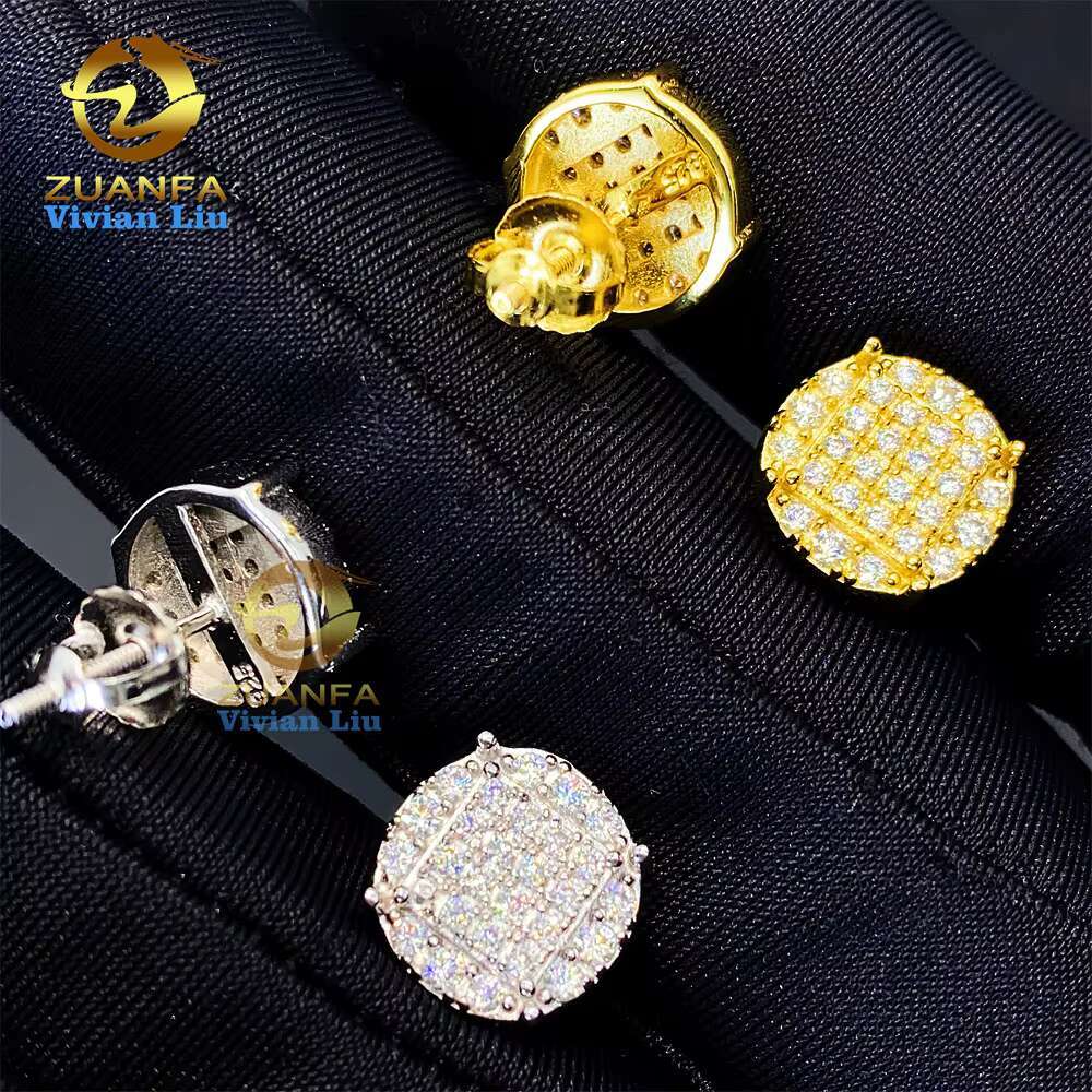 Factory Price Sterling Silver Custom Luxury Diamond Jewelry Fashion Jewelry Vvs Moissanite Stud Earrings