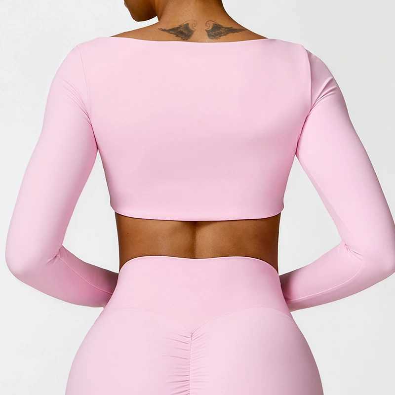 Sports long sleeved womens outdoor running fitness T-shirt long sleeved yoga shirt push up exercise single piece topW250411