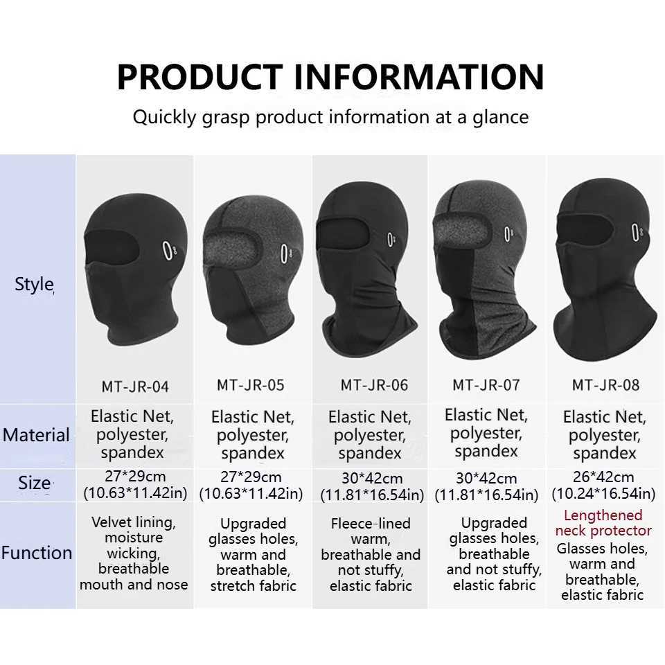 GETINFIT 1Pcs Winter Cycling Mask Windproof Cold-proof Neck Covers Outdoor Motorcycle Helmet Inner Liner Ski Headgear Men Women S251110{category}