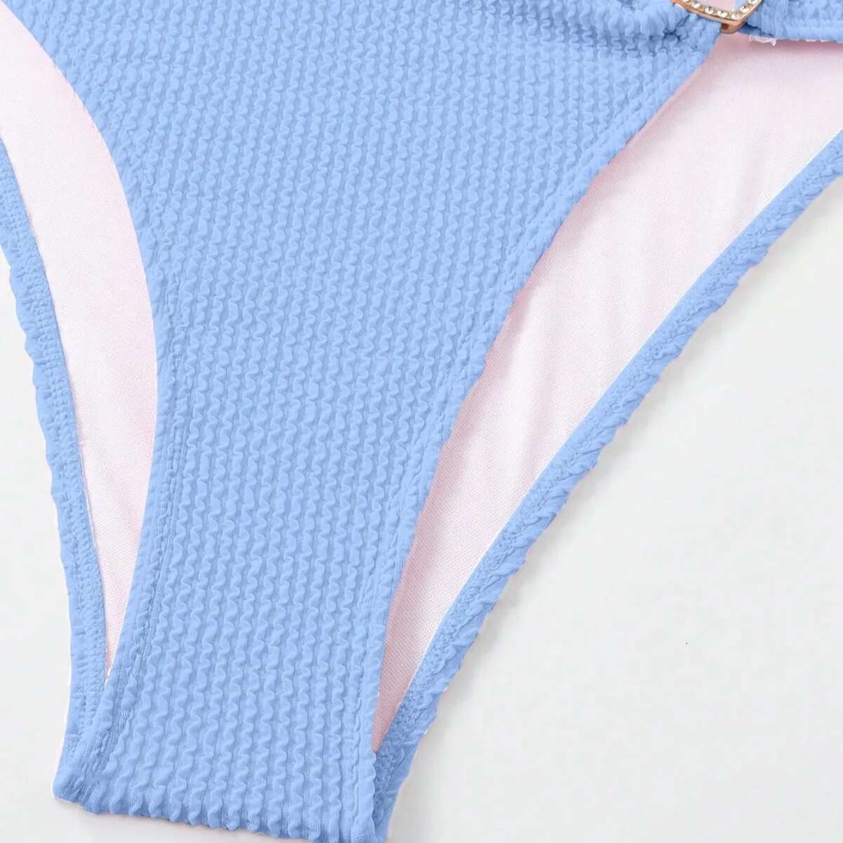Solid color women's hot spring bath neck tie, split swimsuit, heart-shaped hollow two-piece set bikini