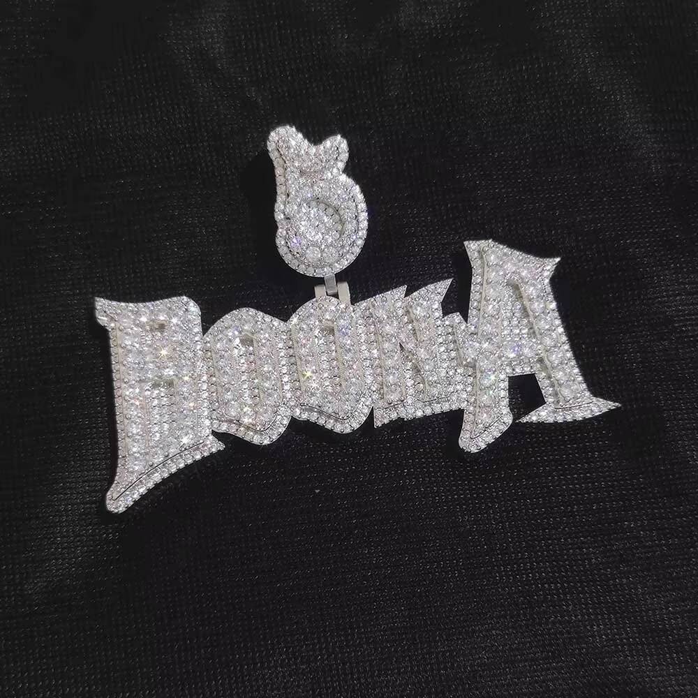 NUOYA Customized Hip Hop Jewelry Iced Out Diamond Name Pendant Personalized Shiny Diamond Custom Letter Pendant Customizable