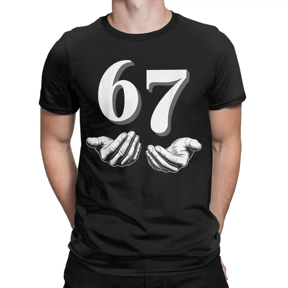 Fashion Six Seven 6 7 Meme Funny Hands T-Shirts Men Round Collar 100 Cotton T Shirt Gen Slang Tee Shirt Gift Idea merch 251110