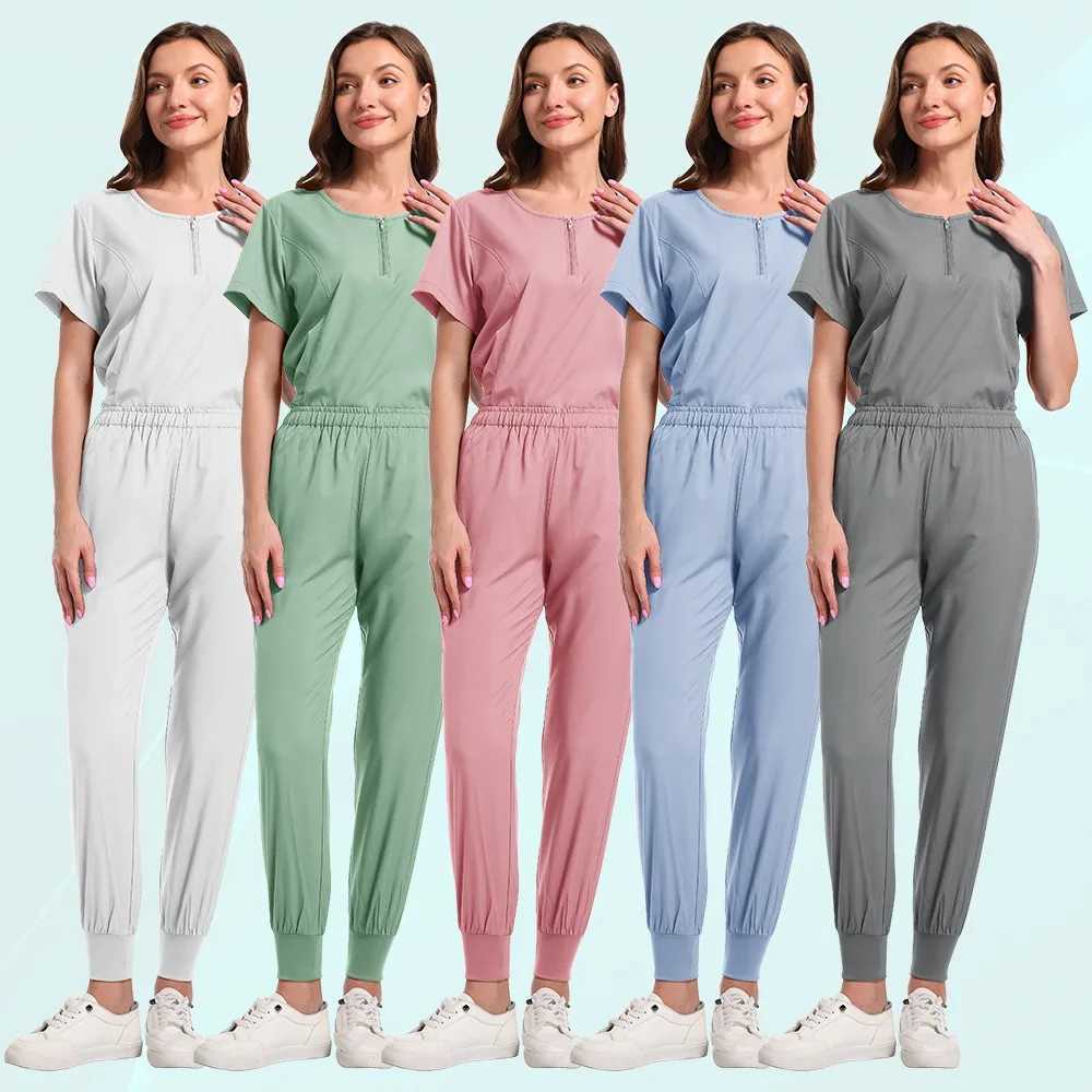 Medical Uniform Nurse Women Scrubs Tops Short Slve Pocket Workers Working Uniform Pullovers Nursing Workers Scrubs Accessories X250410