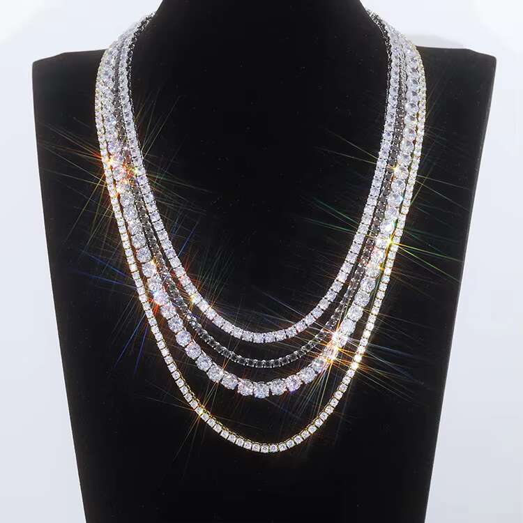 6 Inches to 24 Inches 925 Sterling Silver VVS Moissanite Diamond Tennis Chain for Men Women Fine Jewelry Necklace Bracelet