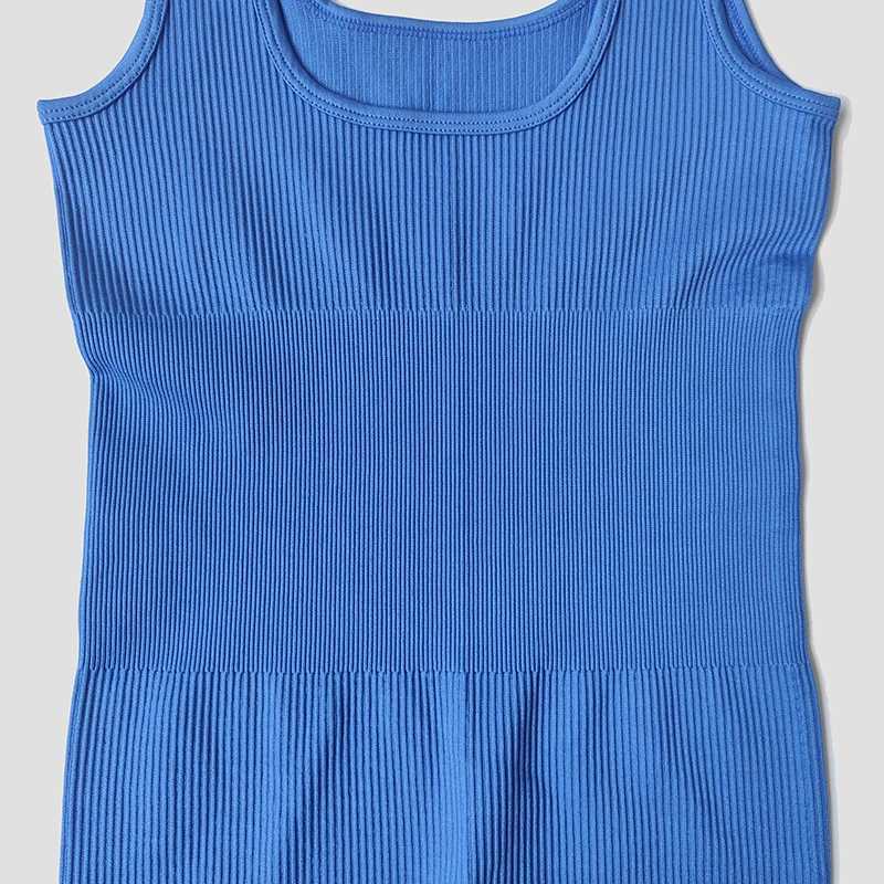 Womens track and field suit yoga set seamless jumpsuit ribbed one-piece fitness jumpsuit sleeveless sportswear gym set workout suitW250411