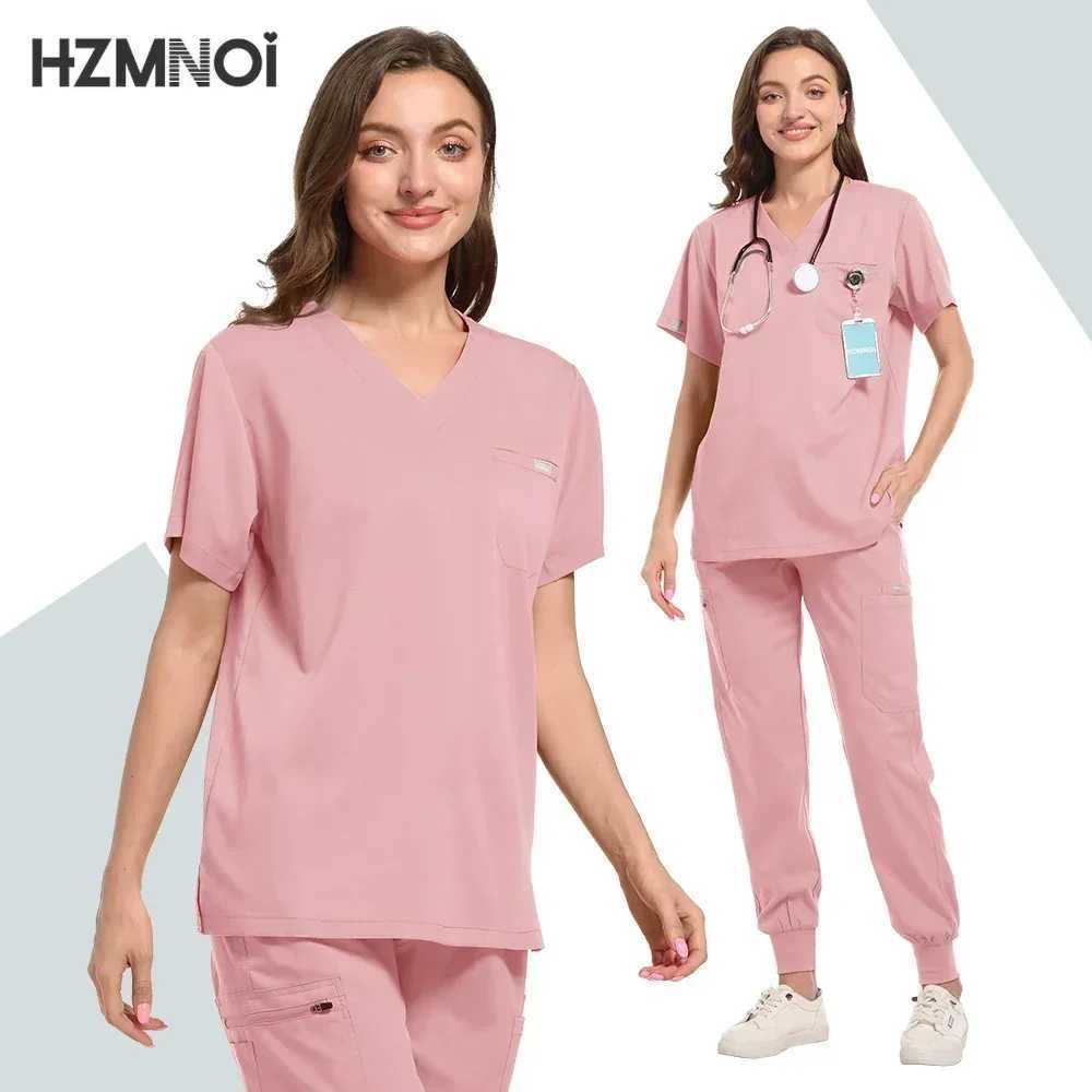 Nursing Medical Uniform Short Slved Top Pants High Quty Nurse Uniform Women Beauty Sn Pharmacy Work Sets Cleaning Scrubs X250410