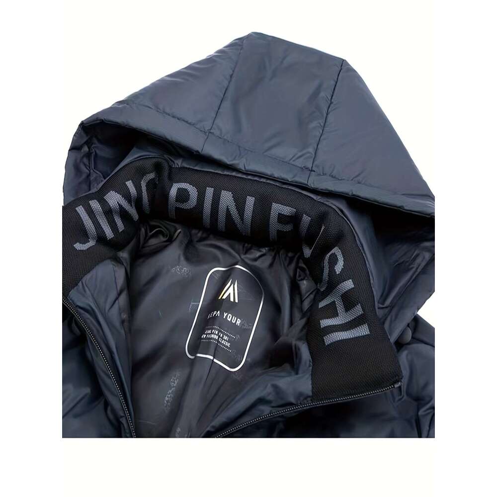 Windproof High Quality Men's Full-Zip Hooded Jacket With Design | Polyester Shell, Soft Lining, Full-Length Zipper Closure, Casual & Outdoor