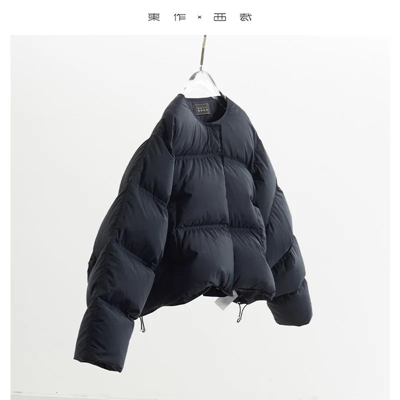 Full of Atmosphere Autumn and Winter Short down Jacket Thickened Round-Neck Coat for Women 90 White Duck down Puffer Jacket 251110