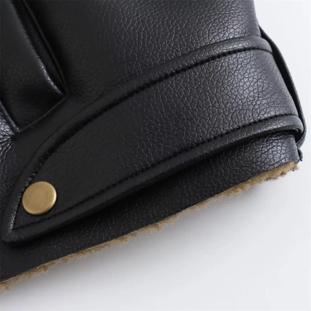 autumn womens fashionable niche fleece lining motorcycle style oblique zipper jacket 251105