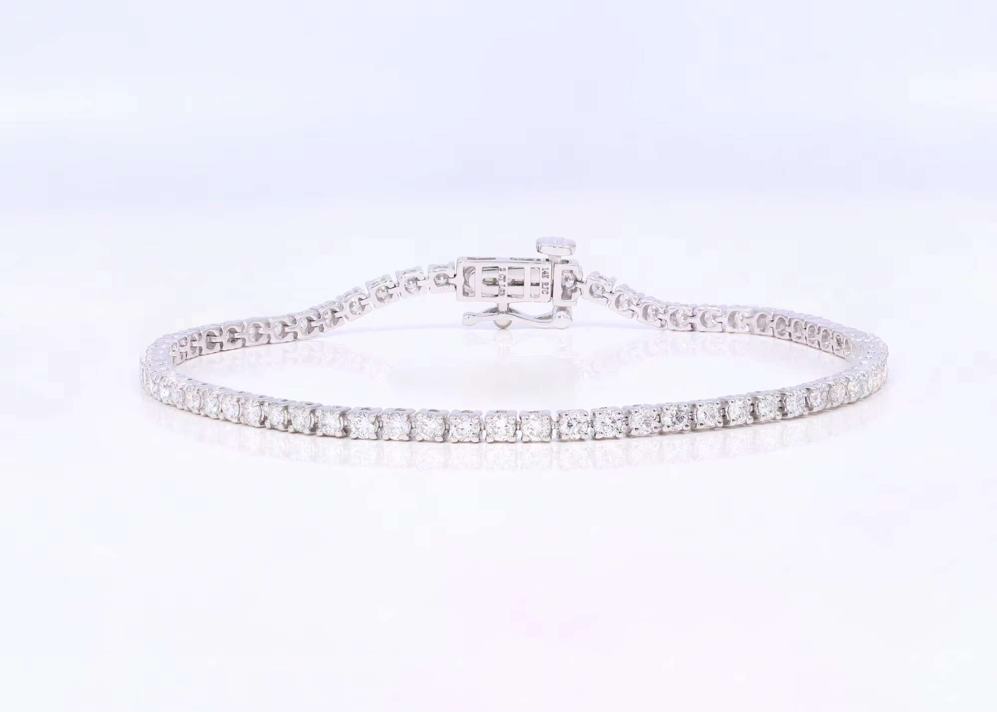Frosty 3.00Ct Moissanite Brilliance Round Moissanite Tennis Bracelet in 14K White Gold Wholesale OEM