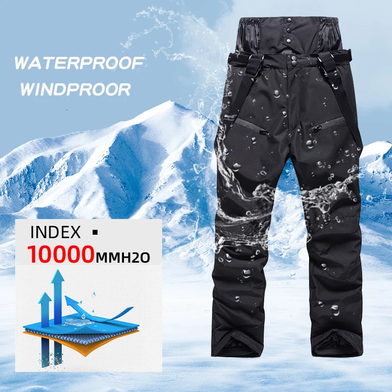 -30 Large Size Ski Pants Men Women Couple High Quality Windproof Waterproof Warm Snow Trousers Winter Ski Snowboard Pants 251107