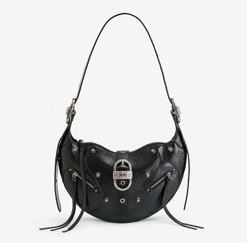 2025 New Leather Bullhorn Pudding Motorcycle One Shoulder Crossbody Underarm Bag Versatile Femme Sac