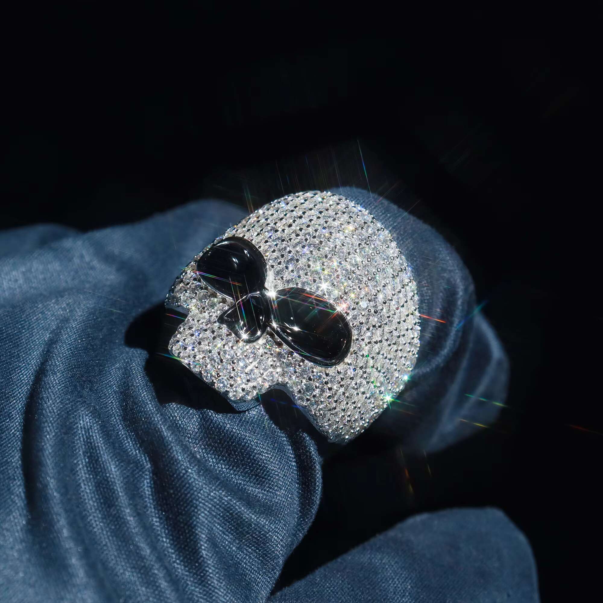 Personalized Luxury Iced Out Skelton Silver and VVS1 Moissanite Ready to Ship Customized HipHop Rings Print Inner Mark