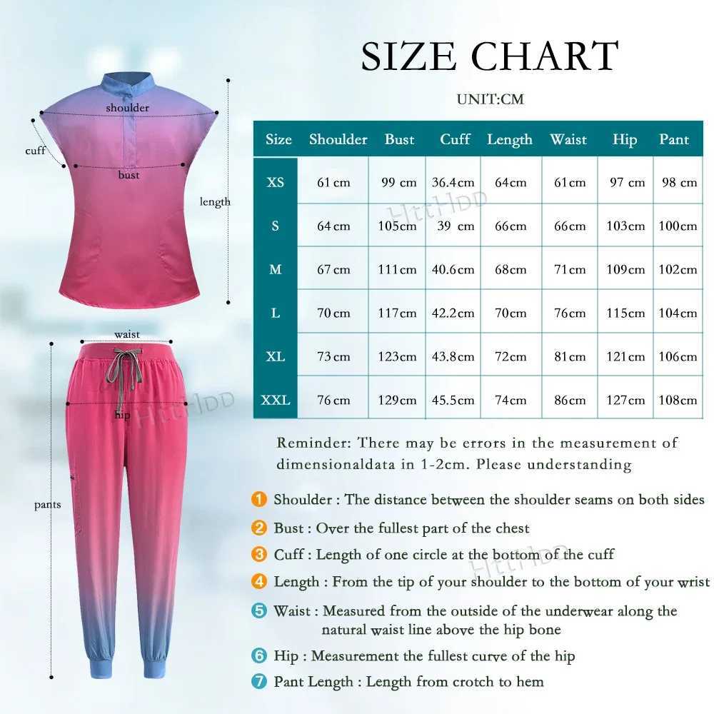 Niaahinn Scrub Hospital Medical Nurse Scrubs Top Pants Sets Unisex Womens Beauty Sn Gradient Color Scrubs Uniforms X2505281