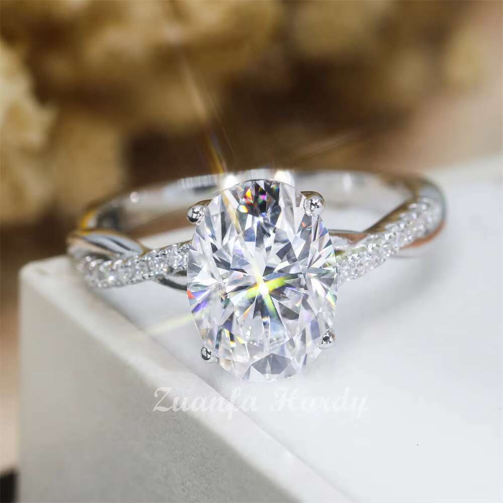 Wholesale Price S925 9K 14K 18K Solid Gold Wedding Jewelry OS 8*10mm Engagement Jewelry 3ct Big Moissanite Diamond Ring
