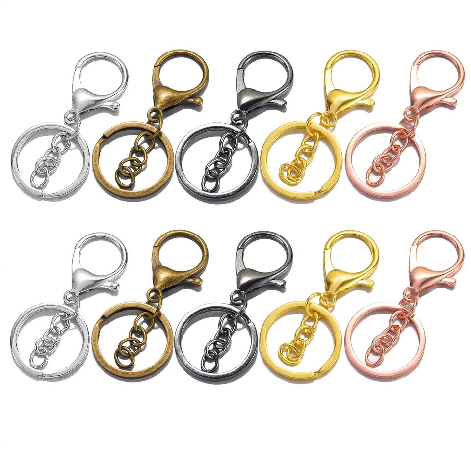 50 pieces of metal buckles with chain switch spring hooks equipped keychain suitable for DIY craft manufacturing 250410