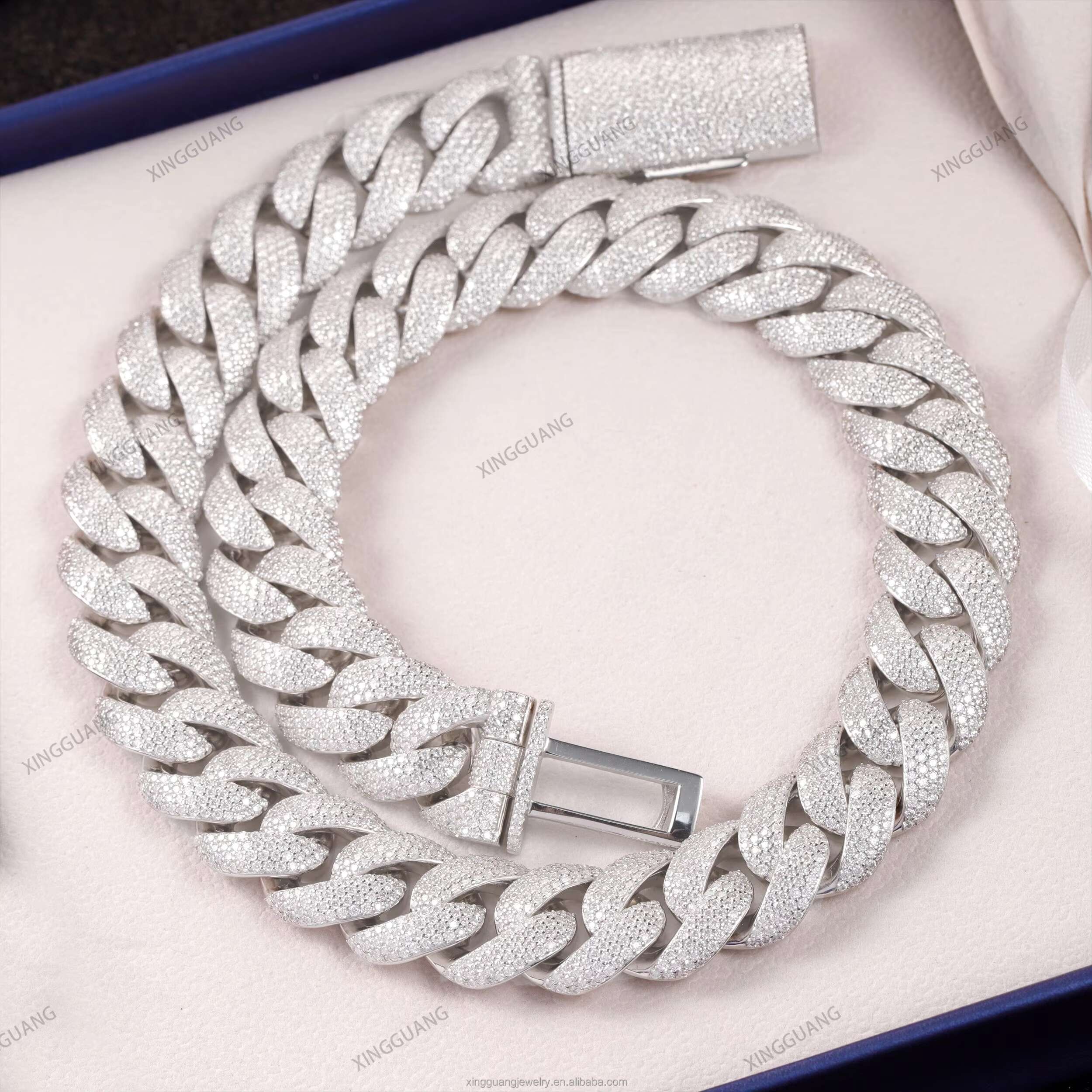 High Quality 20MM Width Miami Big Heavy Cuban Necklace 925 Sterling Silver VVS Moissanite Hip Hop Jewelry Men Cuban Link Chain