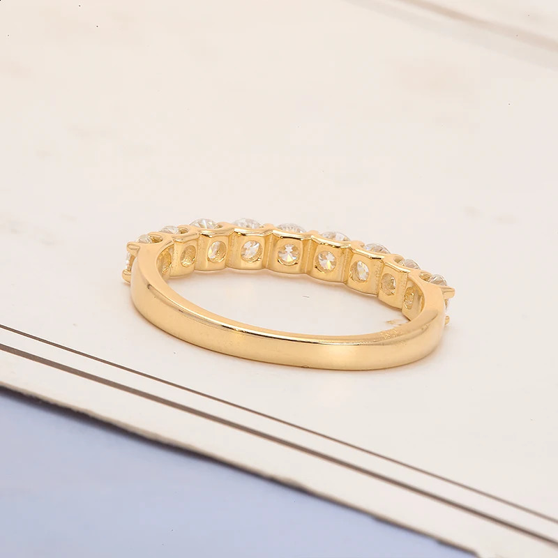 14k Yellow Gold Round Excellent Cut 0.1ct each Total 0.9CTW DEF VS-VVS Lab Grown Diamond Ring for Girls Cocktail Jewelry 250411