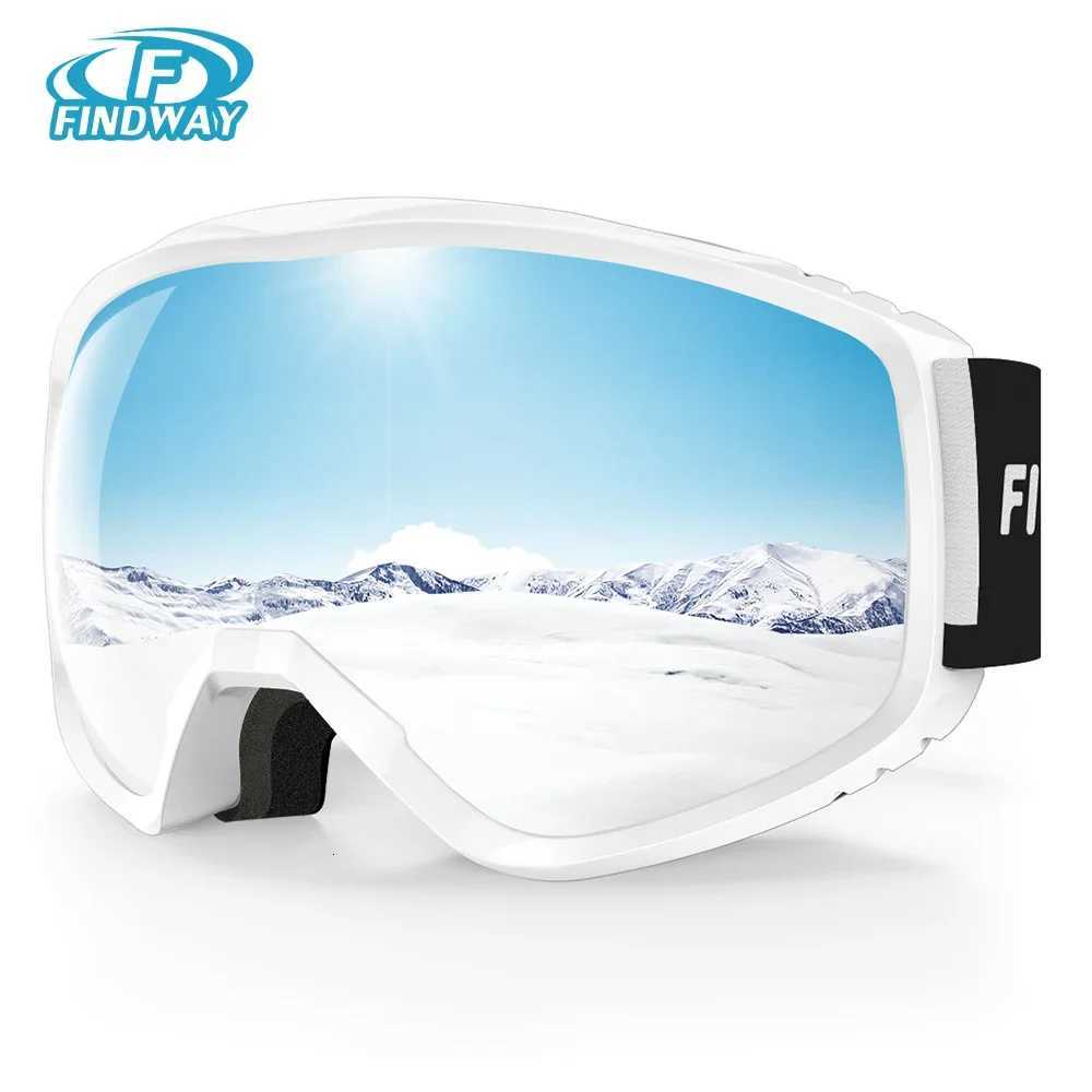 Findway Adult Ski GoggLEs Men and Women Anti-fog Anti UV Line Wide Field of 180View OTG - Wear Glasses Ski GoggLEs K251110